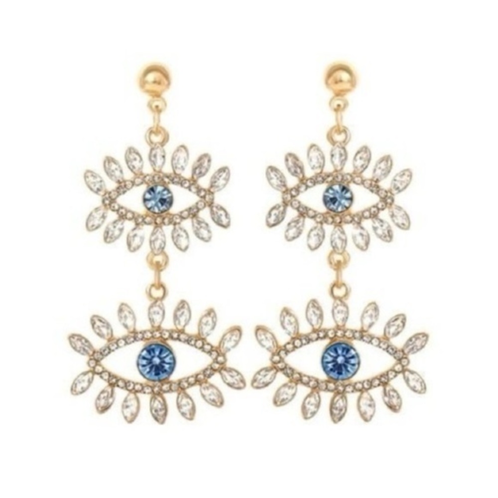 Aldo Gold and Blue Eye Drop Earrings